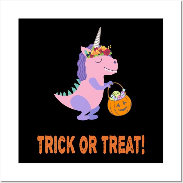 Dinocorn Trick or Treat Wall Art by OrangeBasket